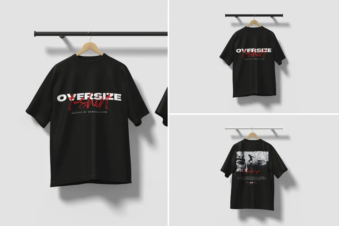 3款超大号T恤服装PSD展示样板