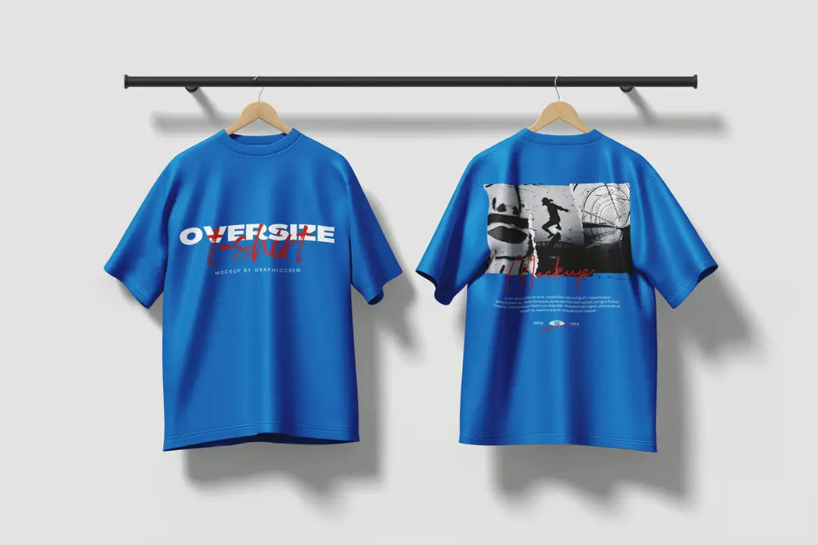 3款超大号T恤服装PSD展示样板