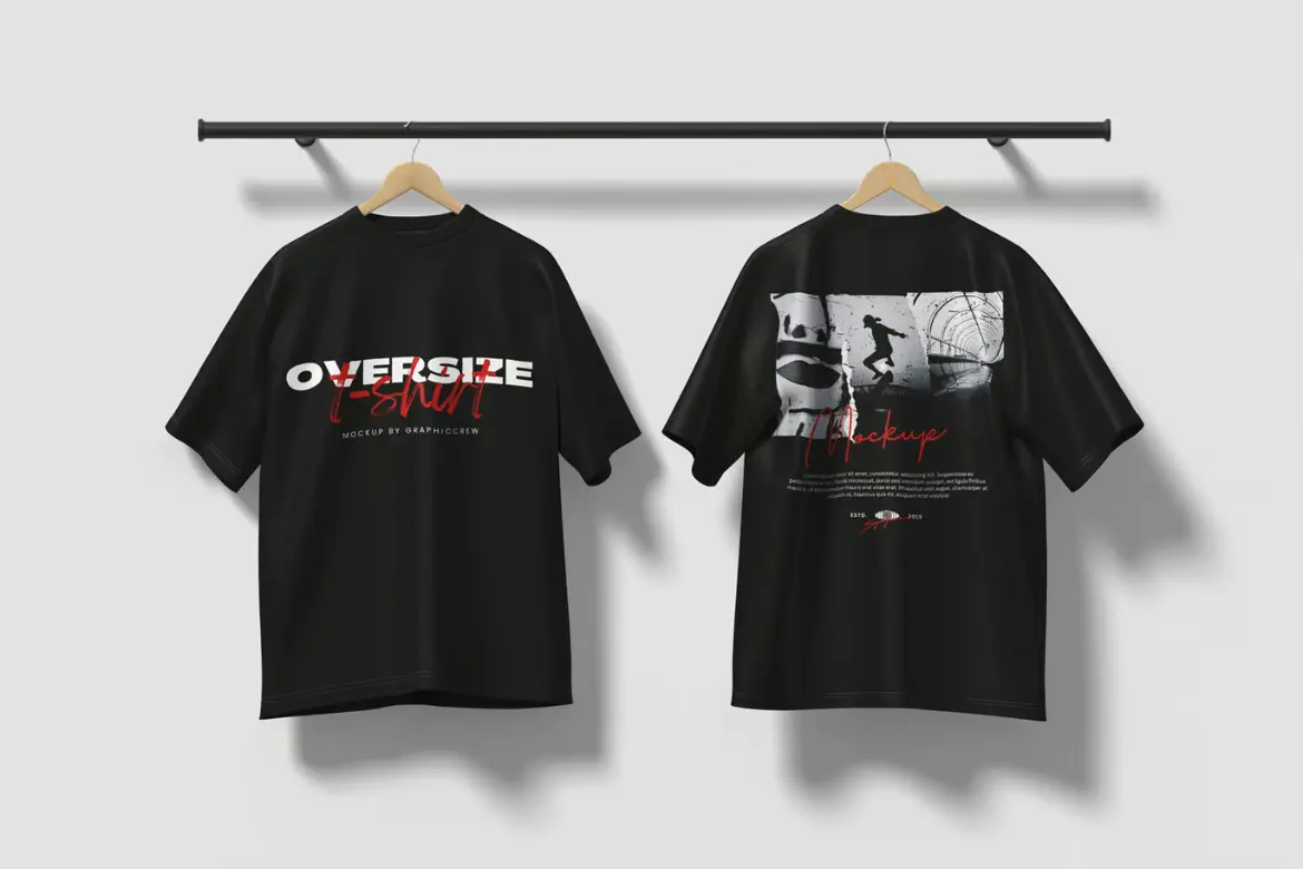 3款超大号T恤服装PSD展示样板