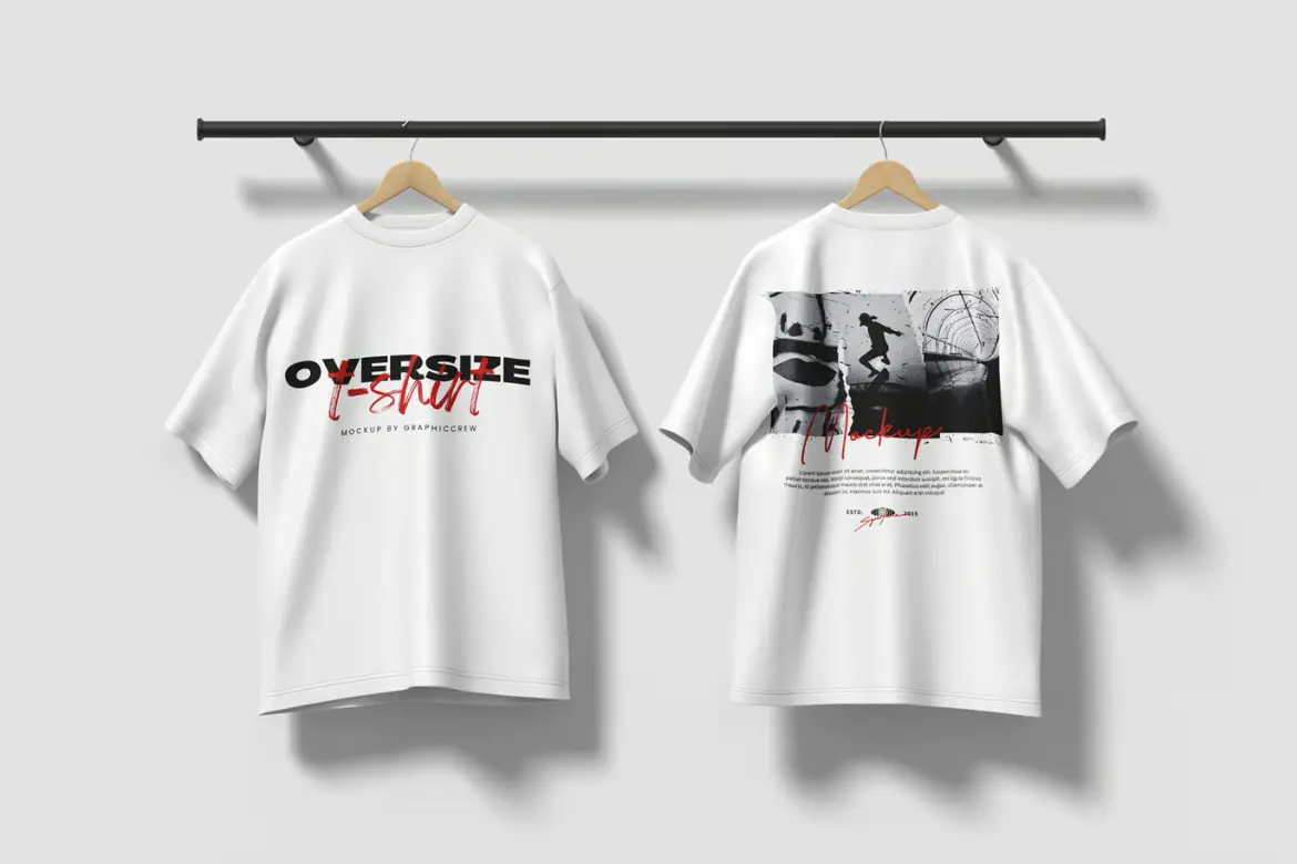 3款超大号T恤服装PSD展示样板