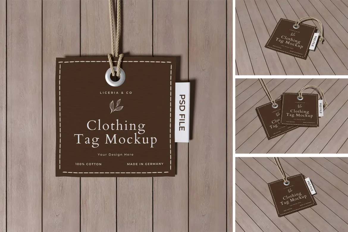 4套服装标签PSD样机吊牌模板