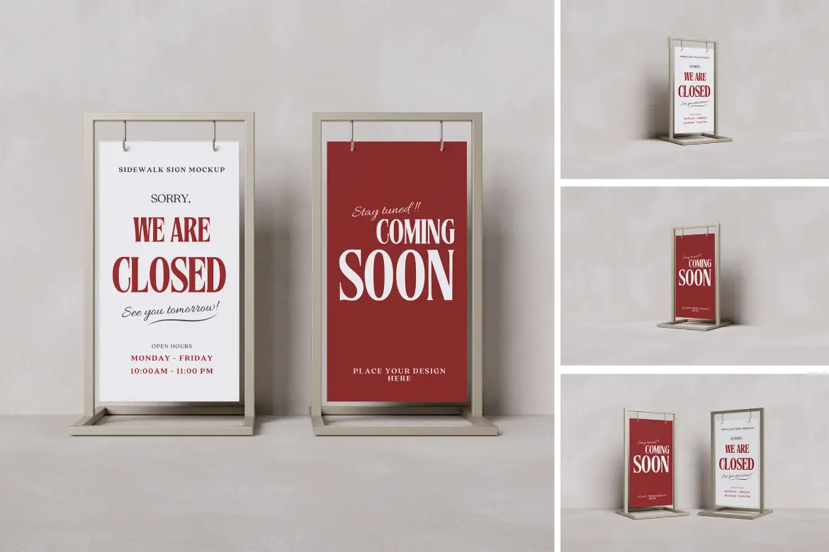 4套人行道标志导向PSD展示模型