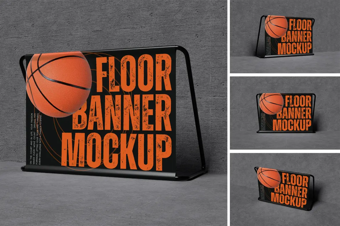 4套地面横幅PSD展示模型