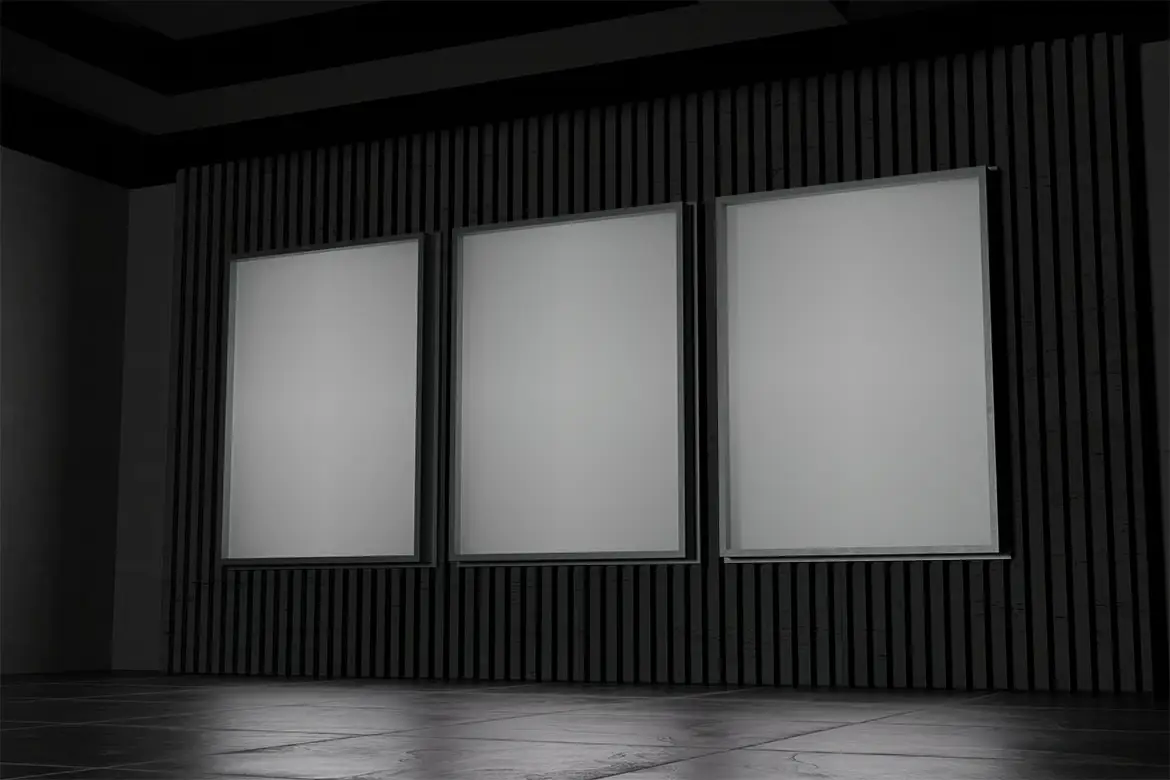 3套画廊垂直屏幕PSD展示模型