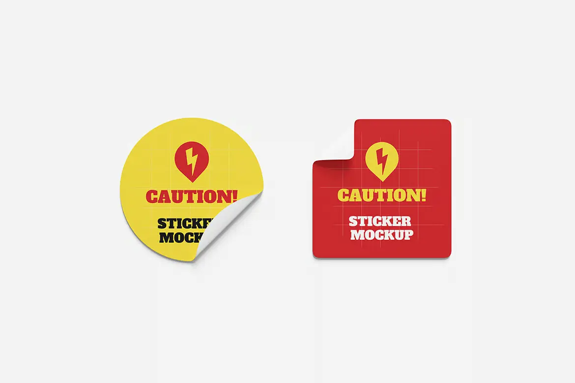 4套贴纸模型PSD展示样机