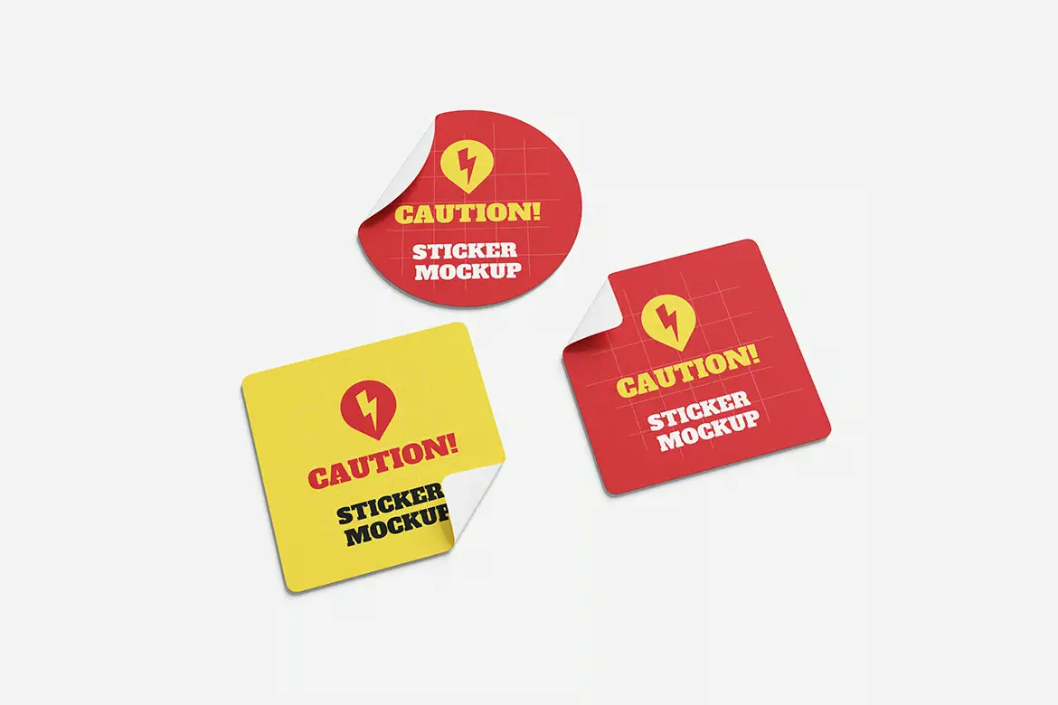 4套贴纸模型PSD展示样机