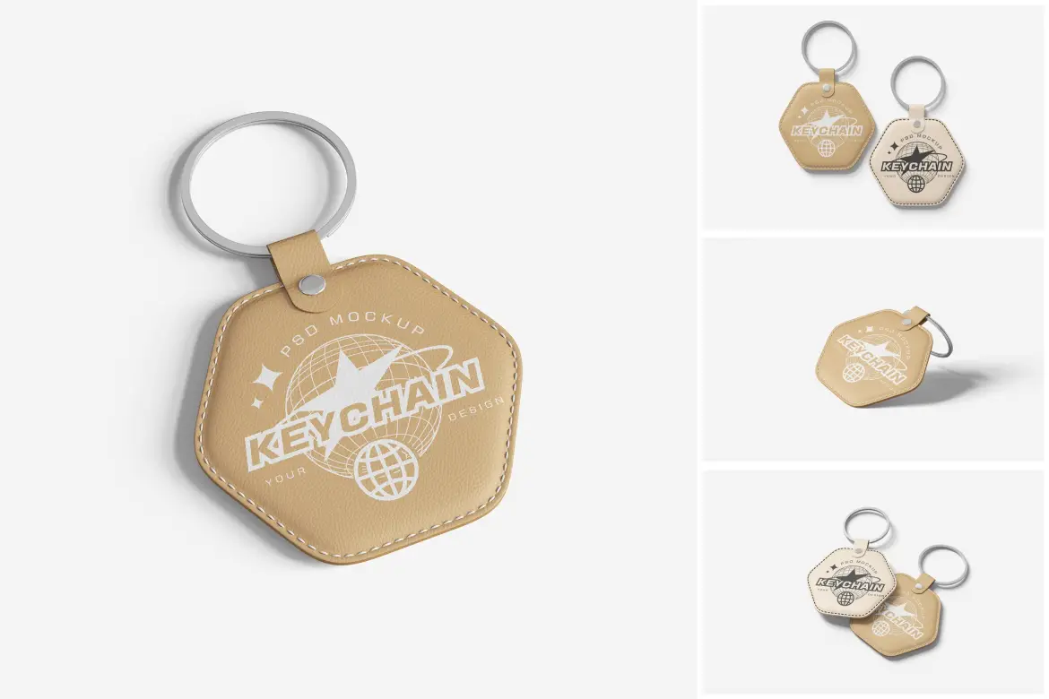 4套钥匙扣模型PSD展示样机