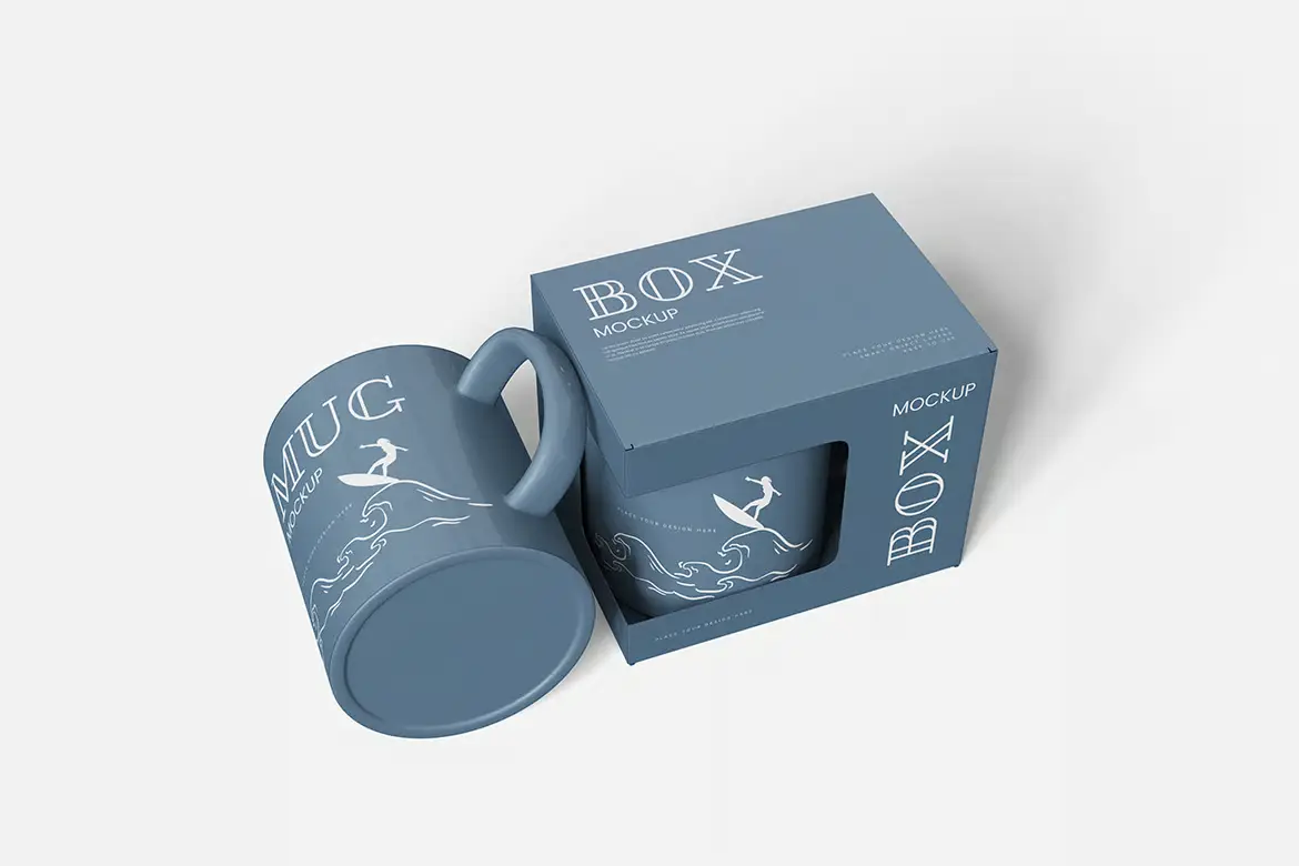 4套带盒杯子PSD展示模型