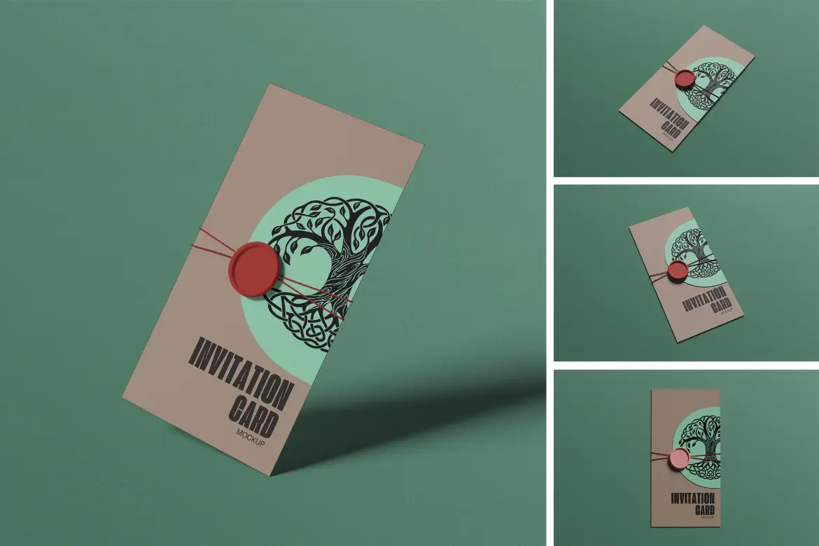 4套邀请卡PSD展示模型