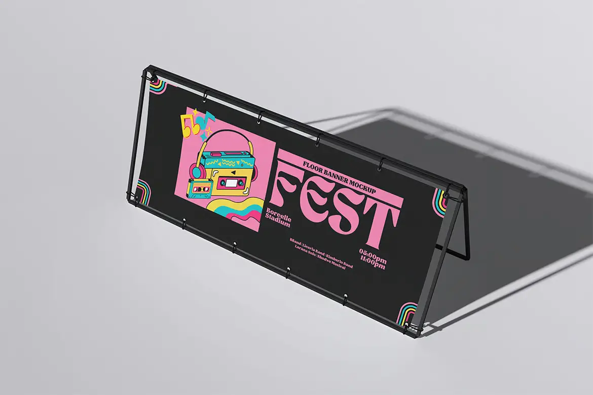 %title插图%num 4套地面横幅PSD展示样机模型