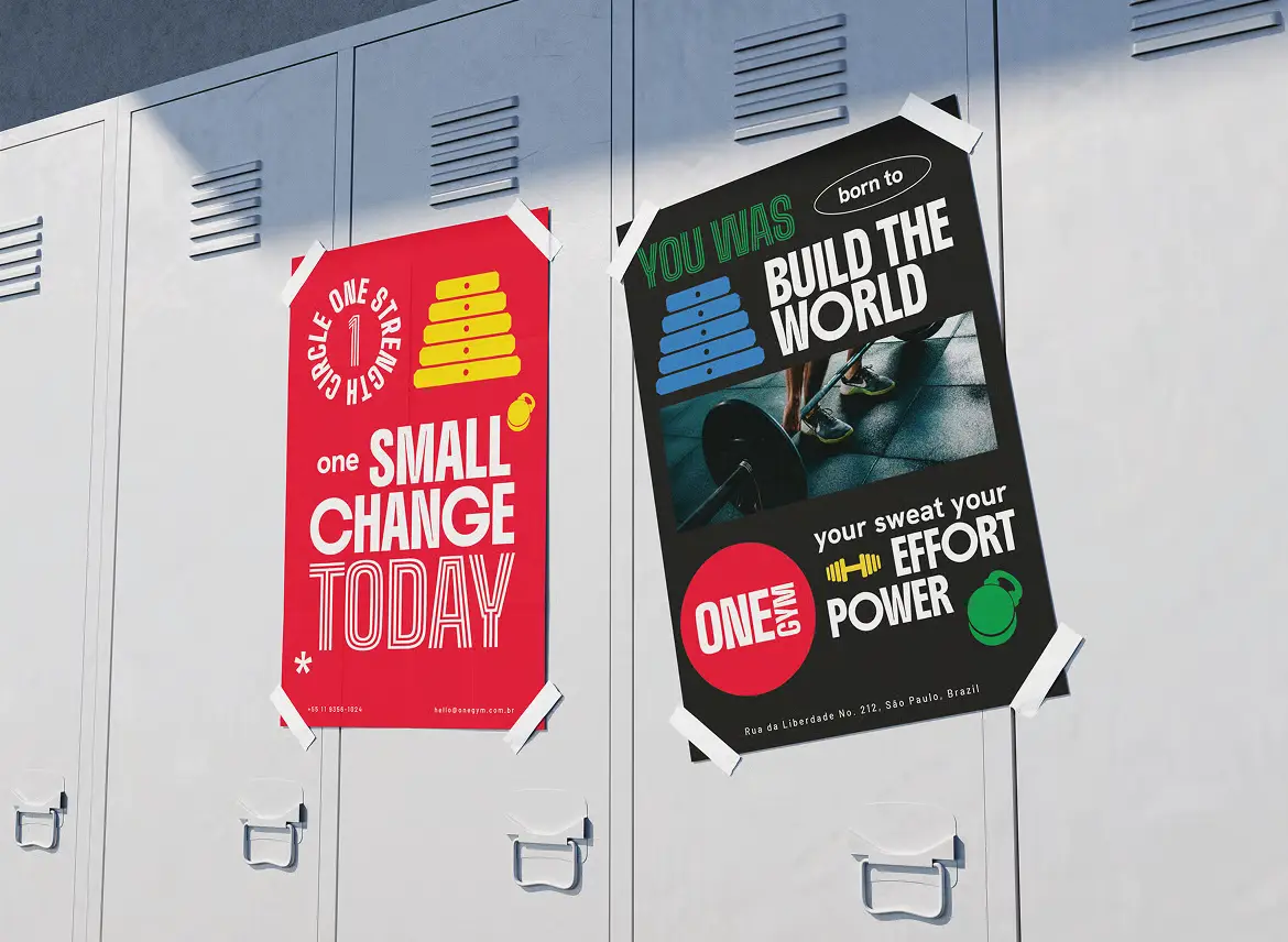 2套贴胶带海报储物柜PSD展示模型