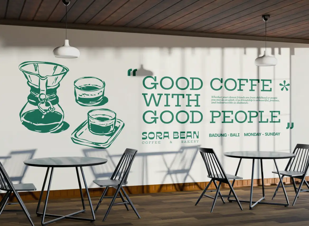 餐厅咖啡馆墙面PSD展示模型