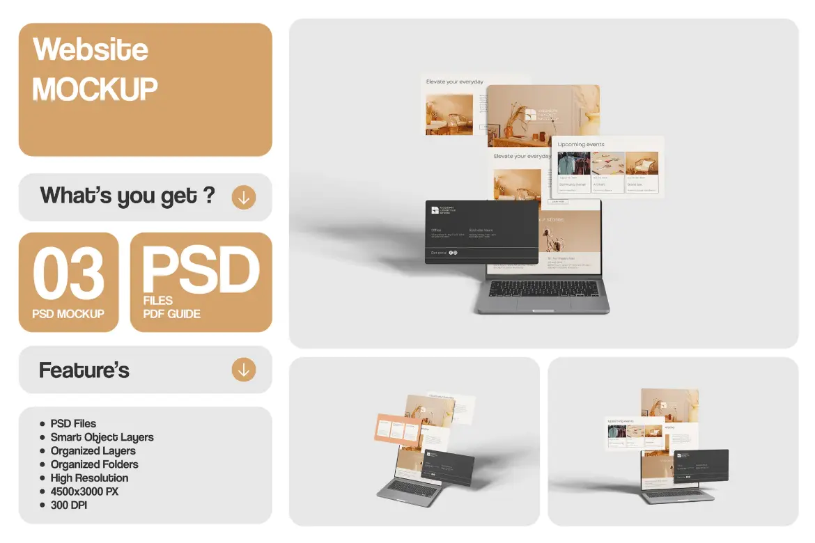 高品质电脑网站样机PSD模板