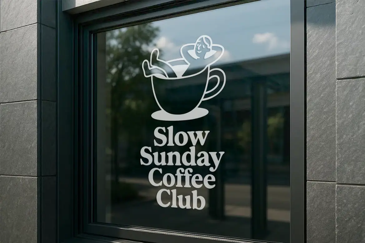 玻璃窗贴纸标志PSD样机模板