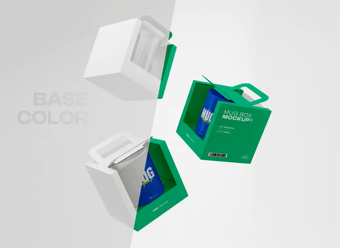 杯子包装标签样机PSD模板