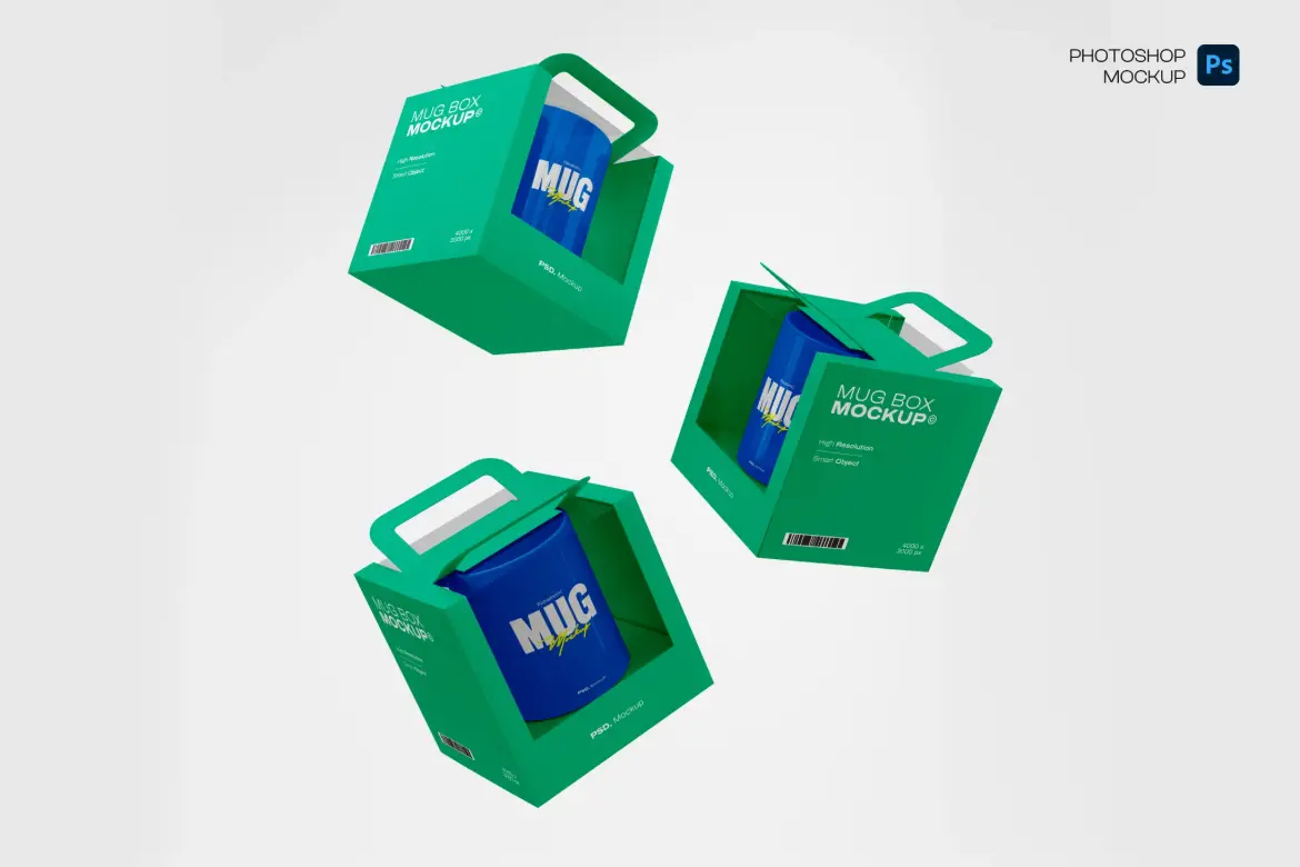 杯子包装标签样机PSD模板