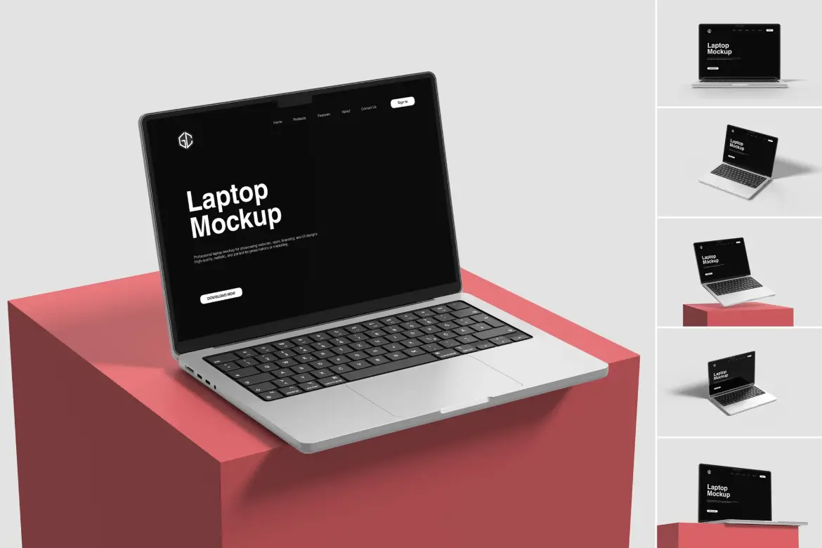 多角度笔记本电脑样机PSD模板