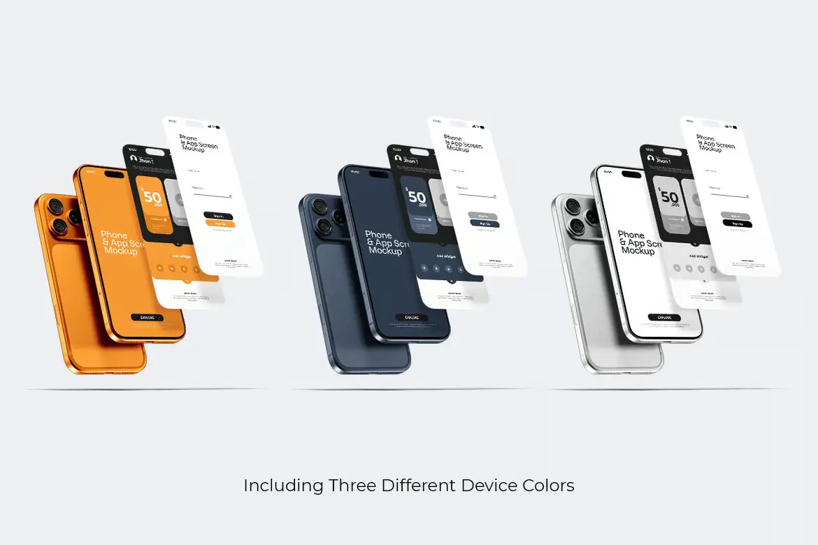 智能手机悬浮界面样机PSD模板 Levitating Phone With App Screen Mockup