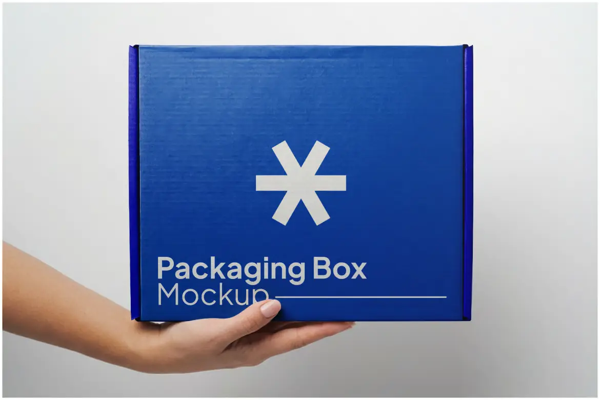 极简蓝色包装盒样机PSD模板 Packaging Box Mockup