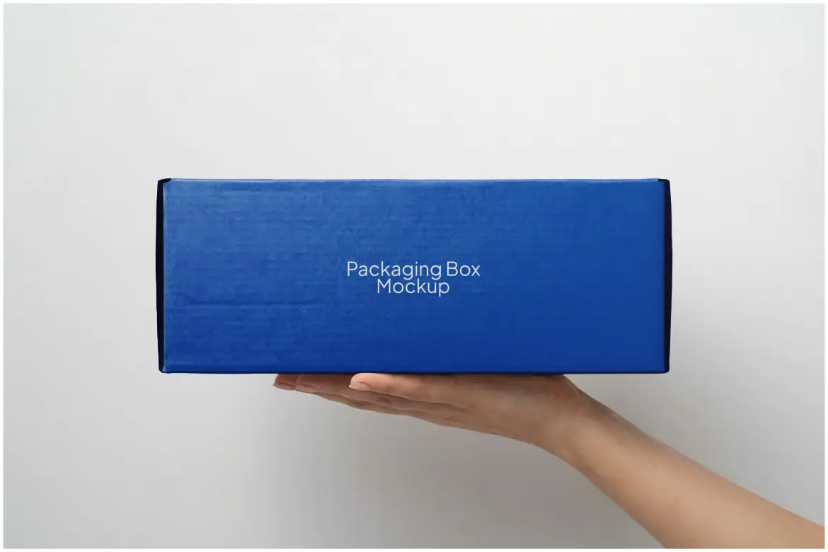 极简蓝色包装盒样机PSD模板 Packaging Box Mockup