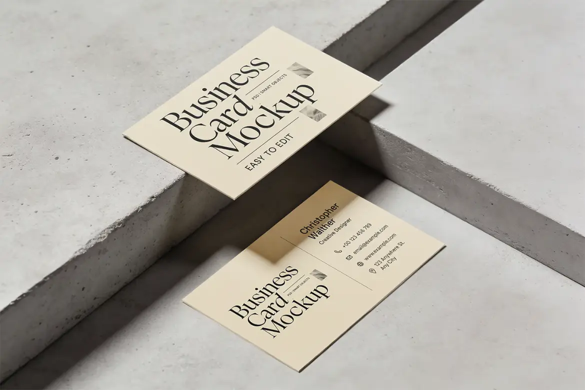 高端极简名片样机PSD模板 Business Card Mockup