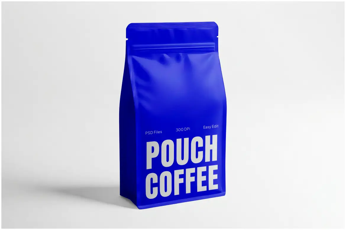 咖啡袋包装样机PSD模板 Coffee Pouch Mockup
