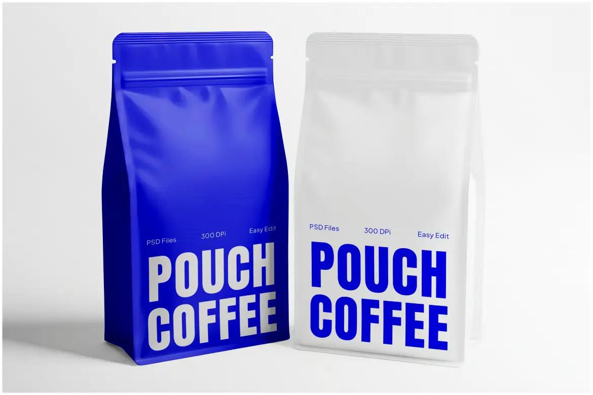 咖啡袋包装样机PSD模板 Coffee Pouch Mockup
