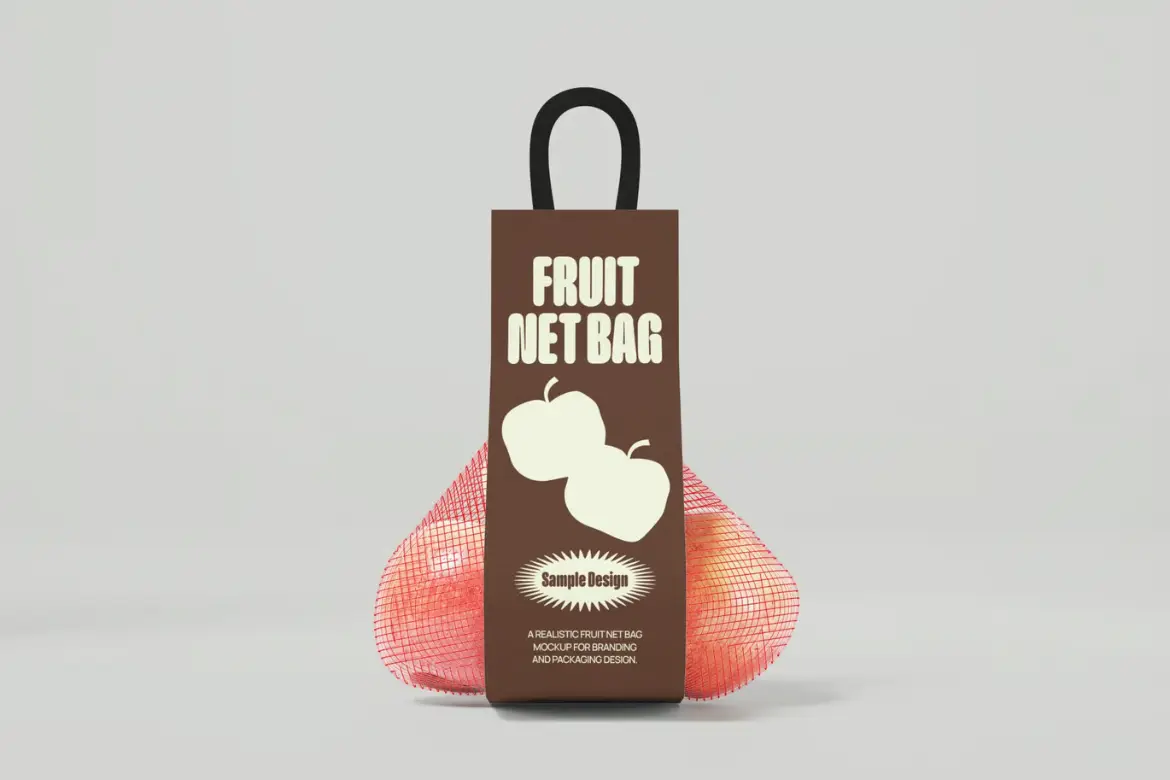 水果网袋包装样机PSD模板 Fruit Net Bag Mockup