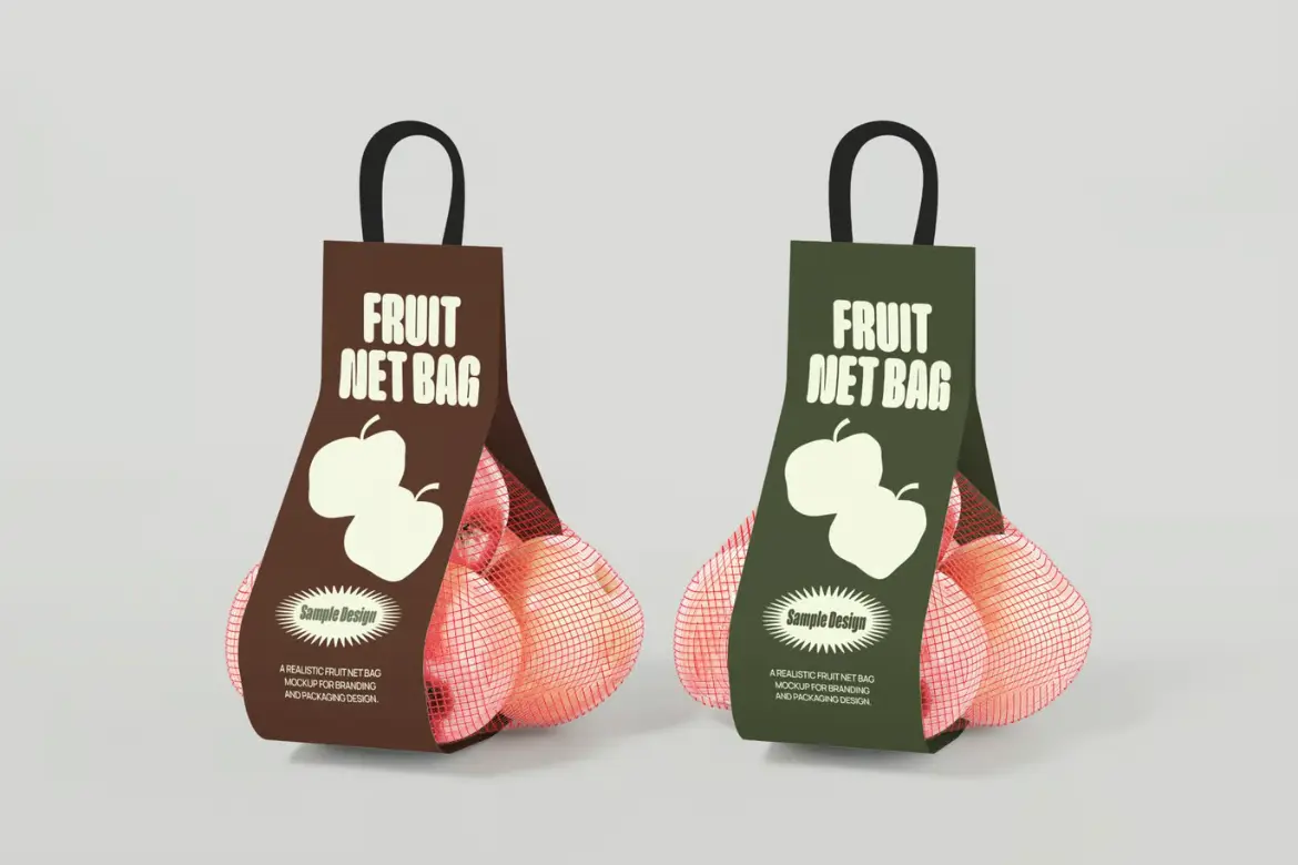 水果网袋包装样机PSD模板 Fruit Net Bag Mockup
