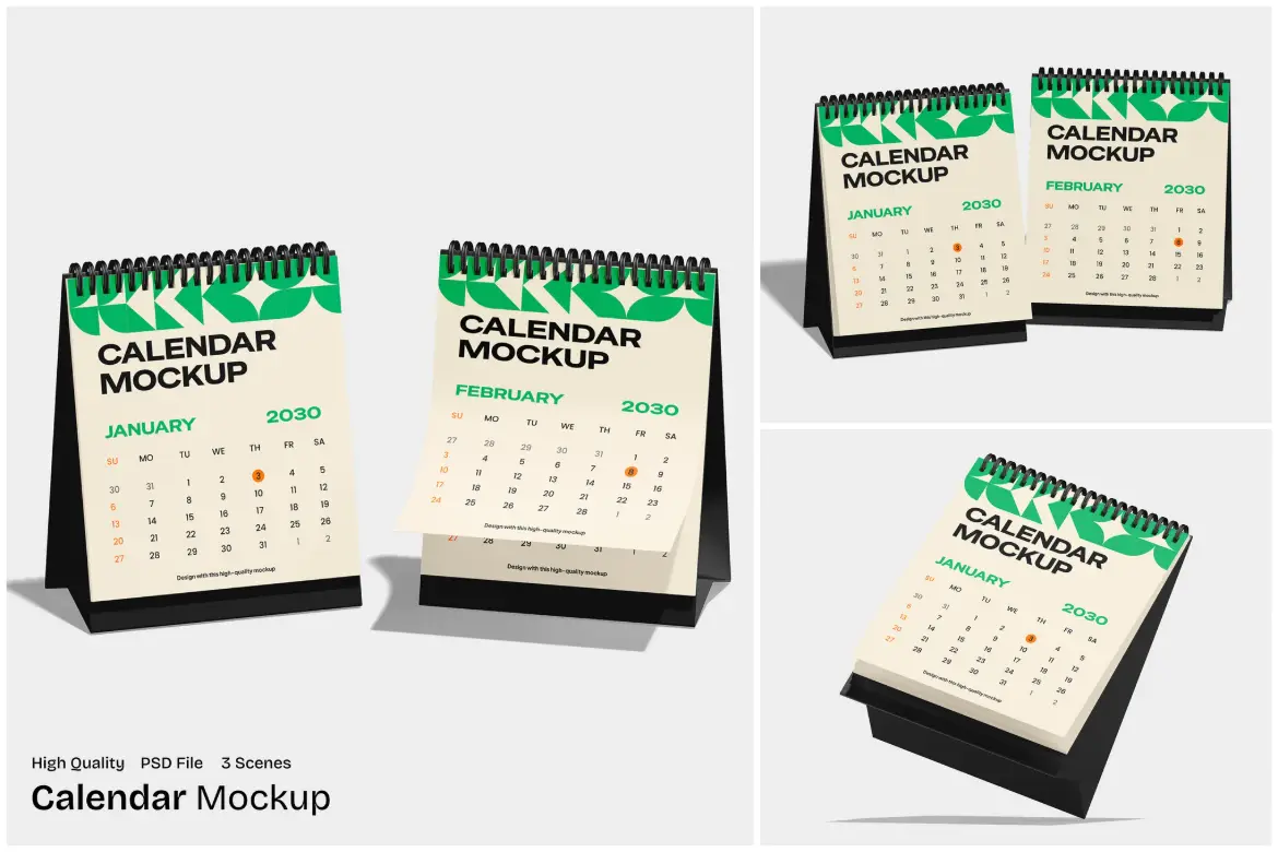 企业日历台历样机PSD模板 Calendar Mockup