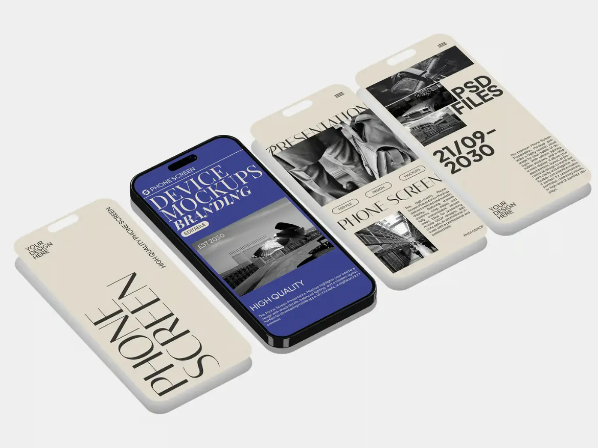 智能手机屏幕演示样机PSD模板 Phone Screen Presentation Mockup