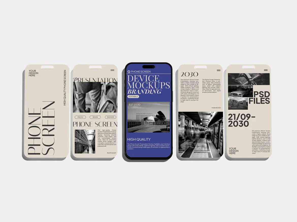 智能手机屏幕演示样机PSD模板 Phone Screen Presentation Mockup