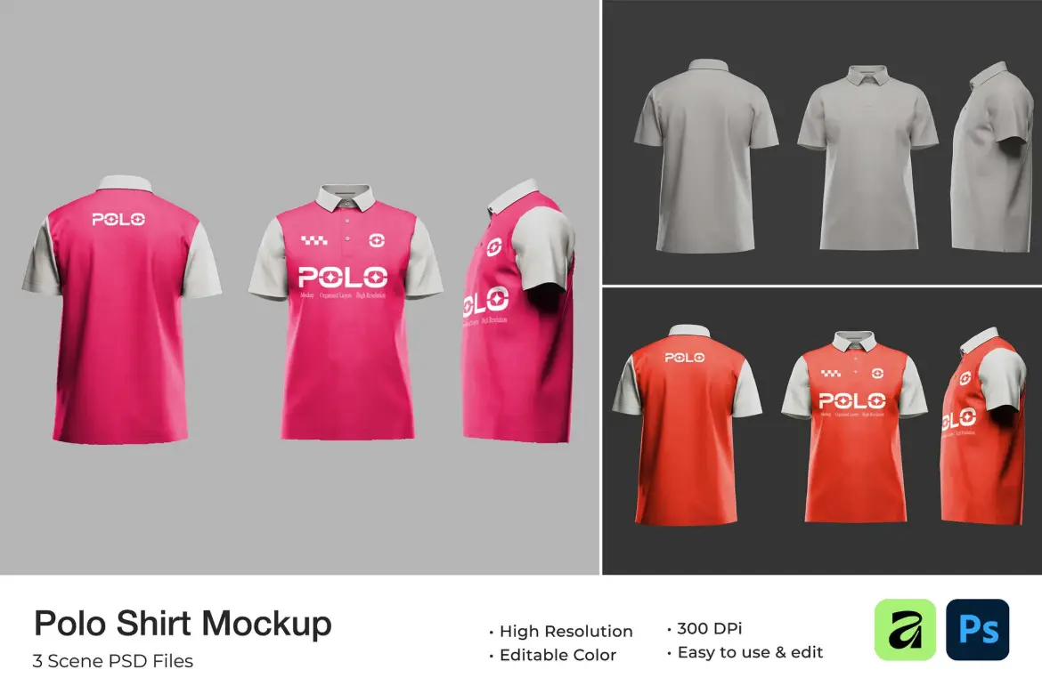 Polo衫服装样机PSD模板 Polo Shirt Mockup