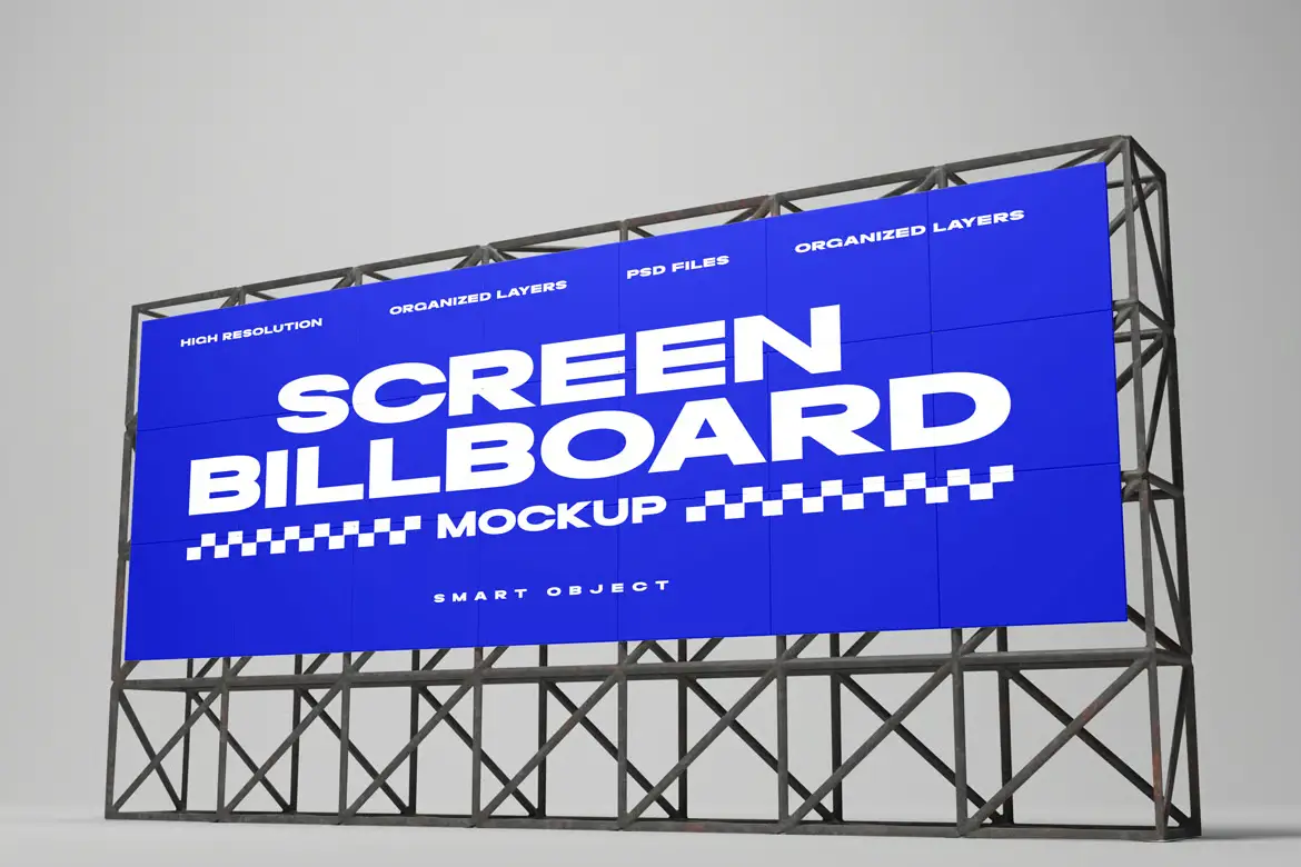 %title插图%num 电子银幕公告牌样机PSD模板 Screen Billboard Mockup