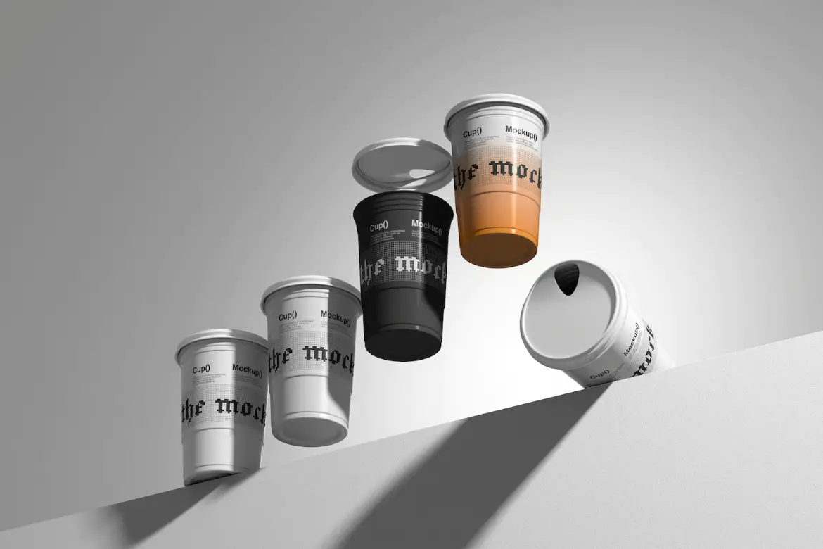 多杯组合纸质咖啡杯样机PSD模板 Paper Coffee Cup Mockup Set