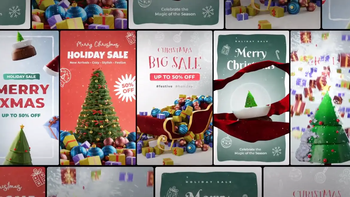 圣诞节日故事竖版AE模板 Festive Christmas Stories