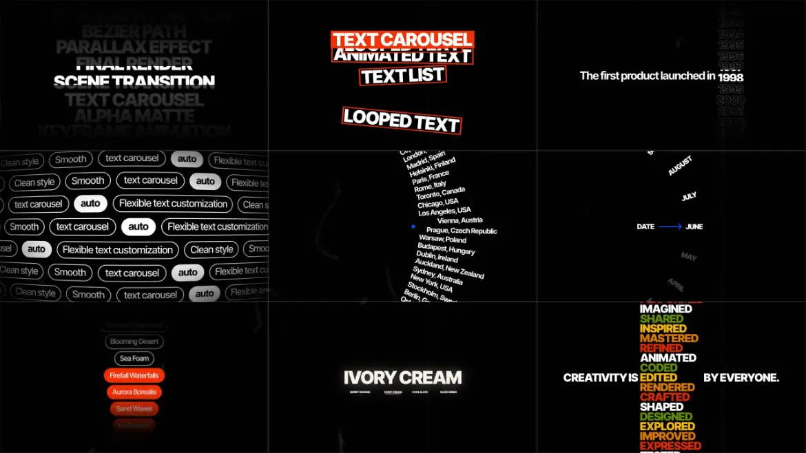 4K超清文字轮播AE模板 Text Carousel