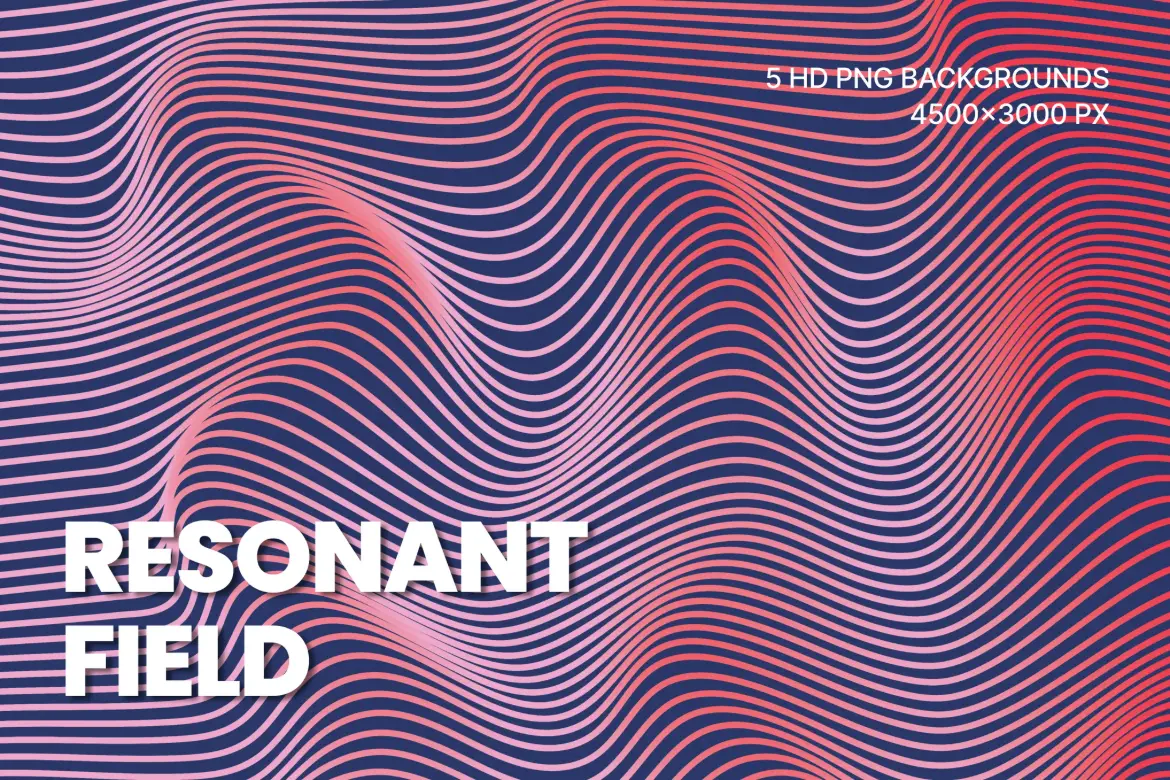 5款共振场抽象波浪线条背景PNG高清