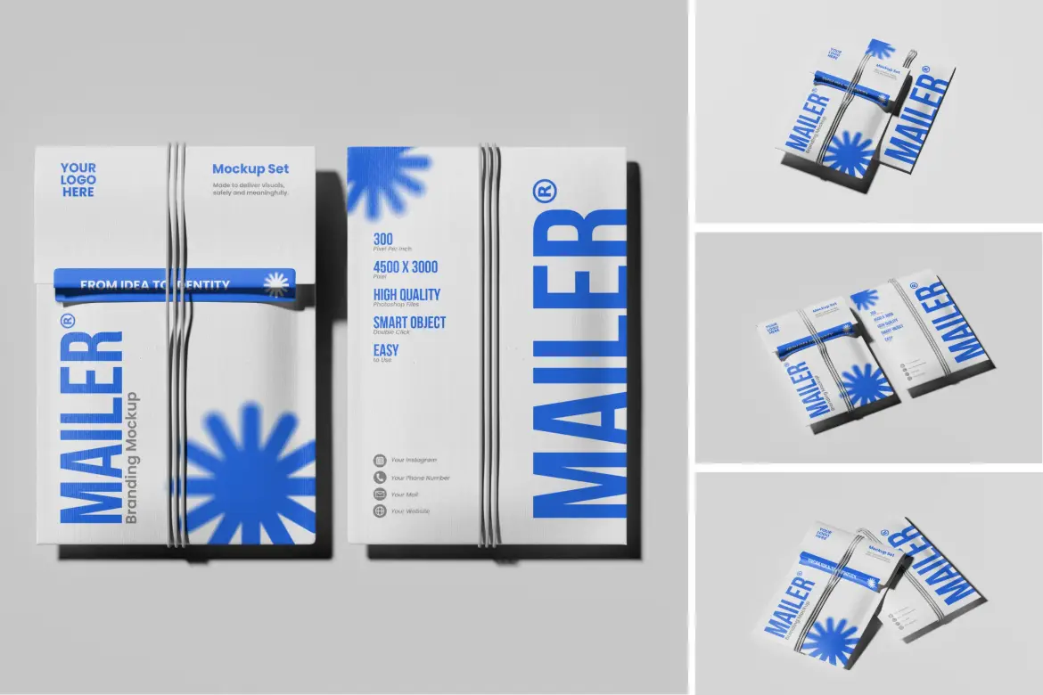 高质量邮寄纸品牌模型PSD模板 Mailer Paper Branding Mockup