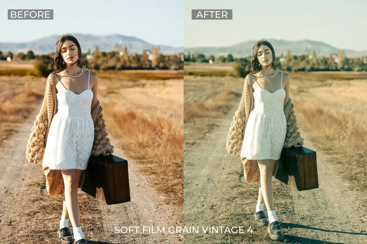 柔和胶片颗粒复古Lightroom预设包人像生活旅行摄影电影感调色滤镜