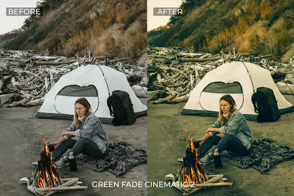 绿色淡出电影感Lightroom预设包户外自然旅行摄影氛围感调色滤镜