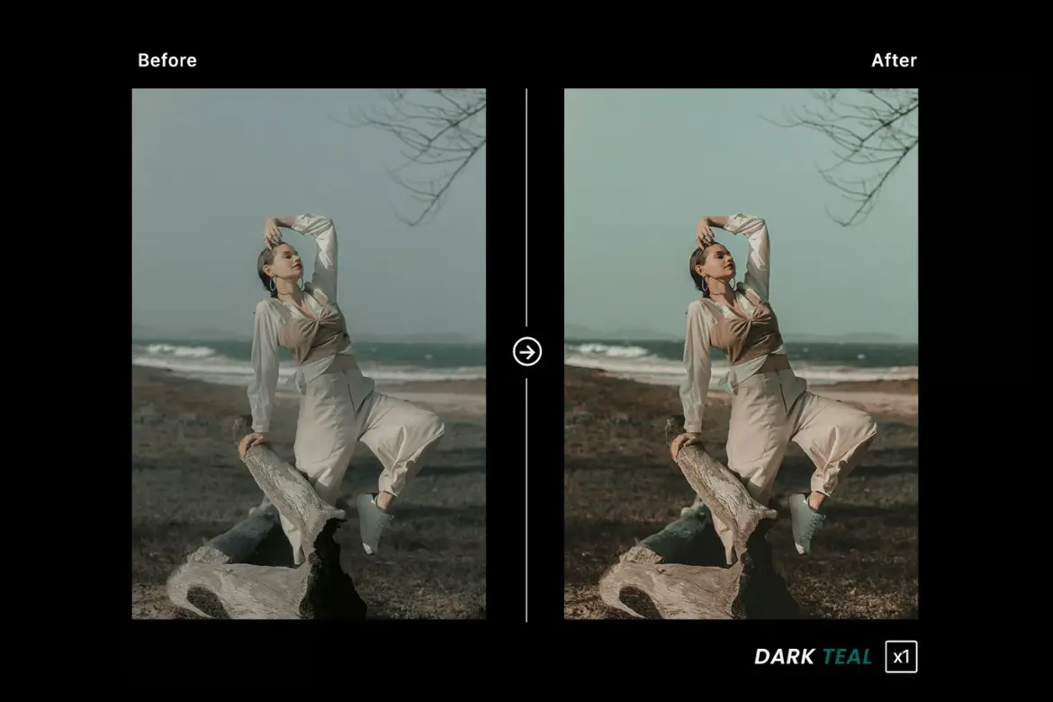 暗青色调LightroomPhotoshop预设包人像摄影电影感情绪调色滤镜