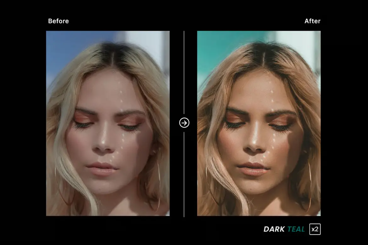 暗青色调LightroomPhotoshop预设包人像摄影电影感情绪调色滤镜