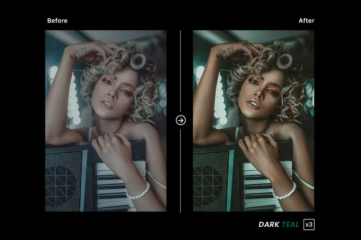 暗青色调LightroomPhotoshop预设包人像摄影电影感情绪调色滤镜