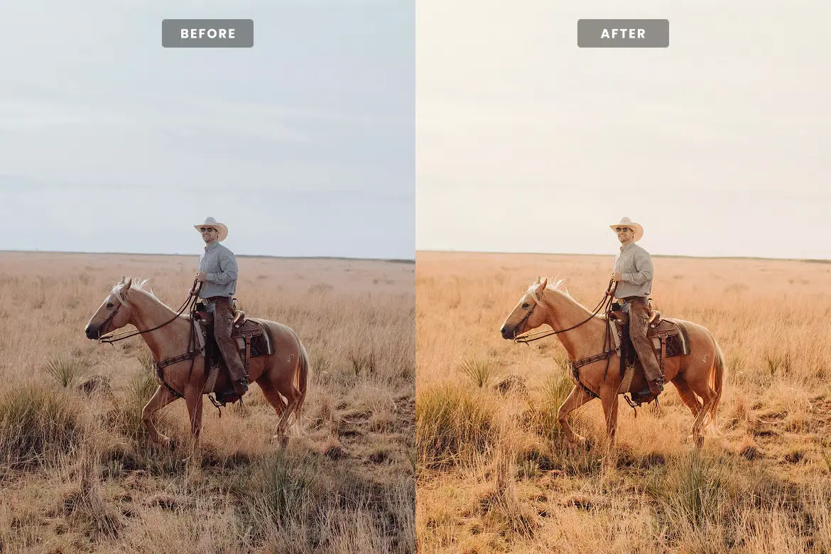 西部复古Lightroom预设暖金怀旧电影感旅拍户外LR/PS调色滤镜