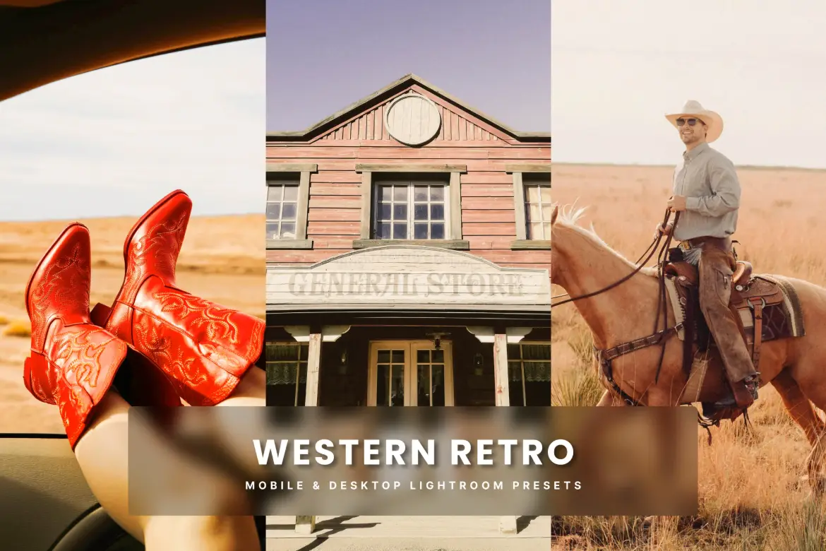 西部复古Lightroom预设暖金怀旧电影感旅拍户外LR/PS调色滤镜