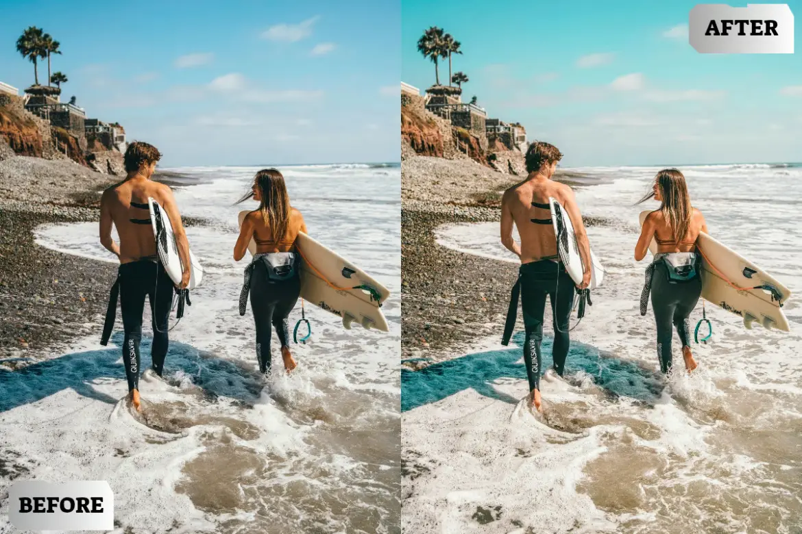 冲浪色调Lightroom预设清爽蓝调海滩旅拍人像LR/PS调色滤镜