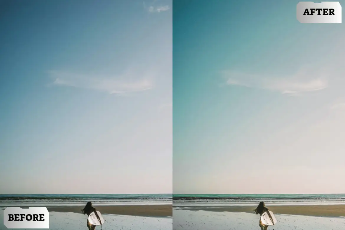 冲浪色调Lightroom预设清爽蓝调海滩旅拍人像LR/PS调色滤镜