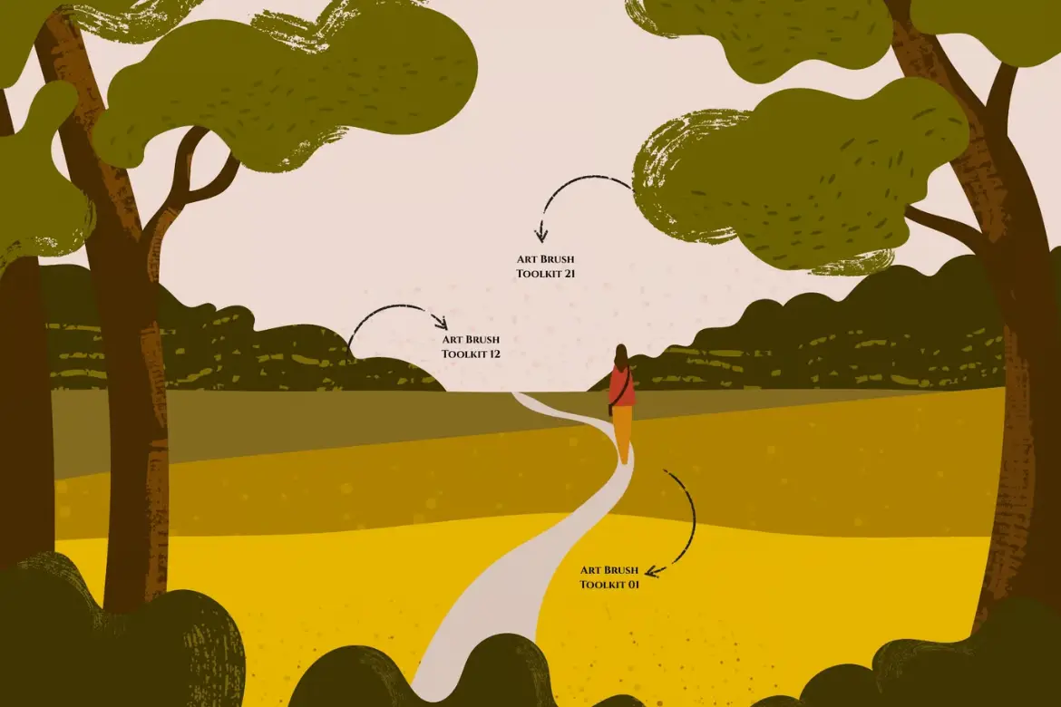 35款AI颗粒质感笔刷合集手绘纹理矢量画笔Illustrator设计素材