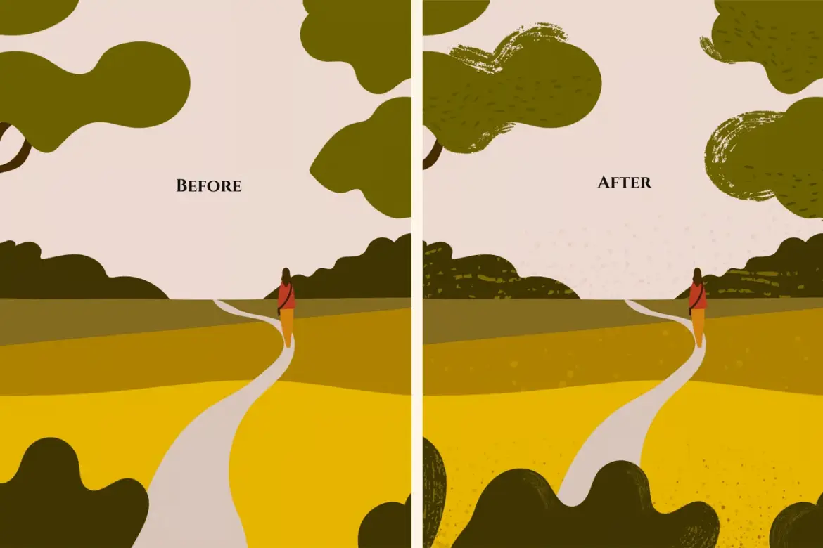 35款AI颗粒质感笔刷合集手绘纹理矢量画笔Illustrator设计素材